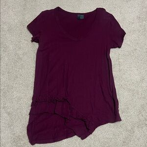 Anthropologie V-Neck Burgundy Top